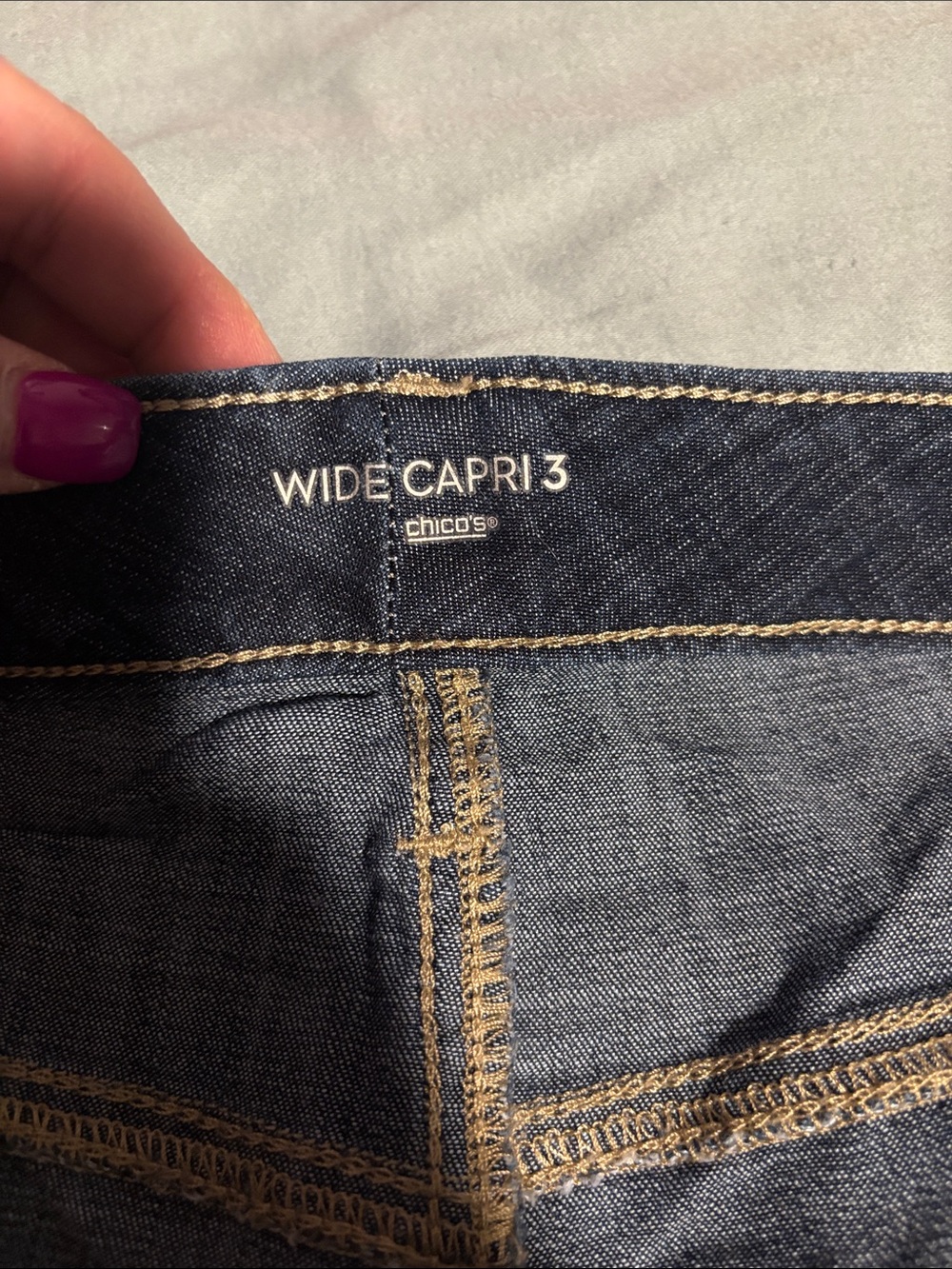 Chico's Dark Indigo Wide-Leg Denim Culottes - Picture 8 of 9